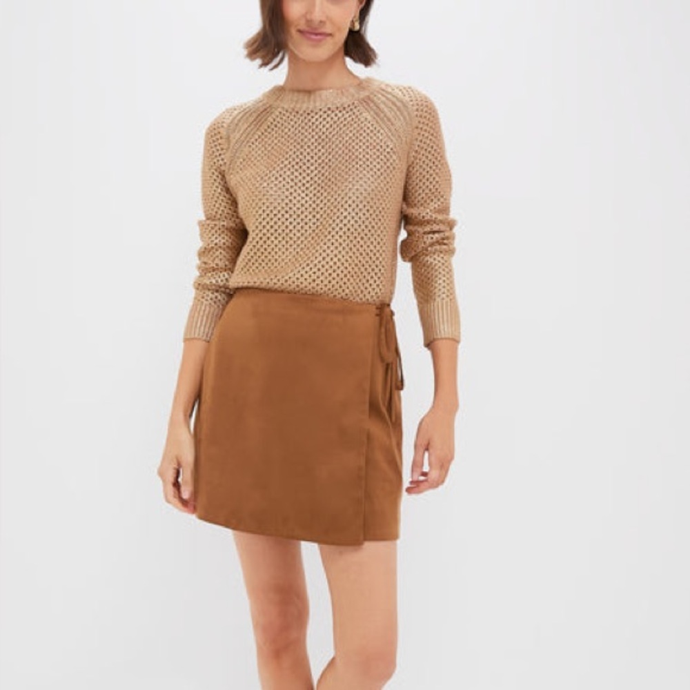 NWT TUCKERNUCK Brown Suede Marbella Mini Tie Skirt | Size 4